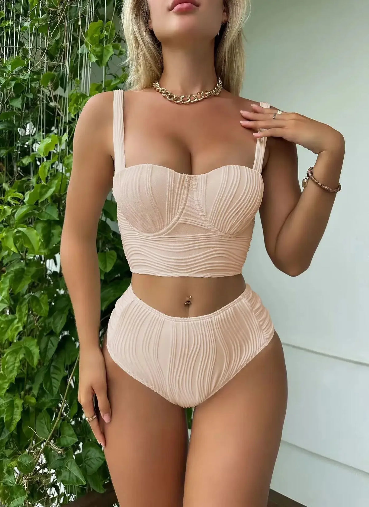 Wrinkled Two Piece Bikini Set