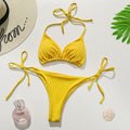 Brazilian High Cut Micro Bandage Top Yellow Thong Bikinis