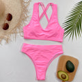 Hot Pink High Waisted Push Up Bikini Set
