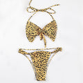 Leopard Yellow Split Knotted Designer Bikini Sexy