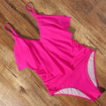 High Waist Bikini Solid Color Ruffle Tankini