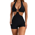 Halter Deep V-Neck Cutout Backless Metal O'Ring Monokini