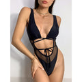 Black Backless Bandage Snakeskin Hollow Out Monokini