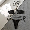 New Black Ring Strap Sexy Cross Lace O'ring Thong Bikini