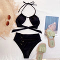 Cut Out Halter High Waist O'ring Bikini
