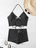 High Waist Bandage Cut Out String Wrap Tankini