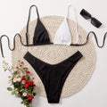 Sexy Black and White Patchwork Triangle Push Up Bikini