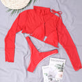High Cut Red High Neck 3 Pieces Bikinis