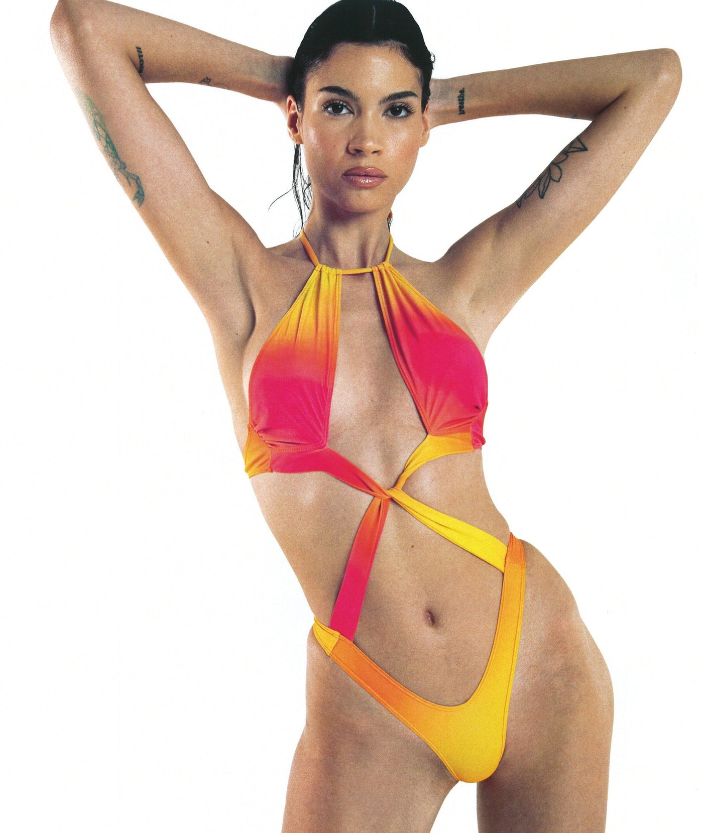 Red Yellow Gradient Plus Size G-String Thong Monokini – Voguish Swimwear