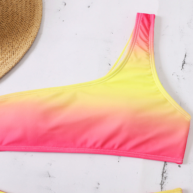 Gradient High Cut Yellow Red Bikini 2022