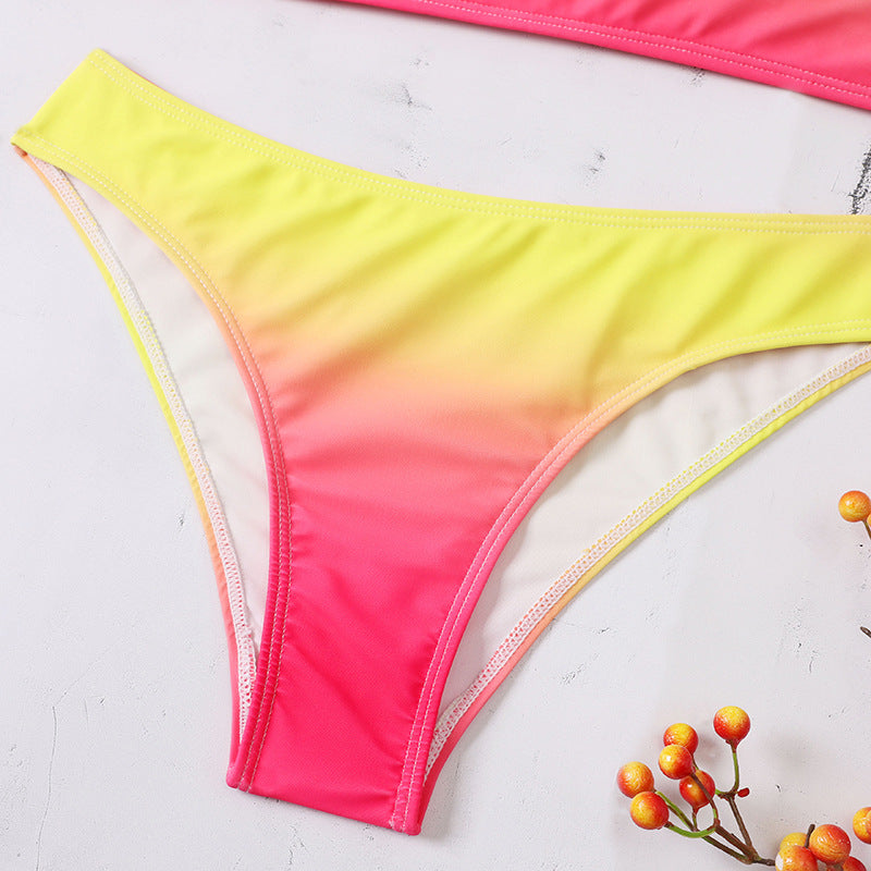 Gradient High Cut Yellow Red Bikini 2022